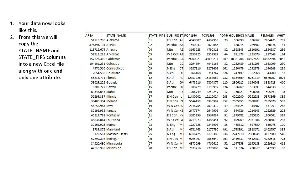 1. Your data now looks like this. 2. From this we will copy the