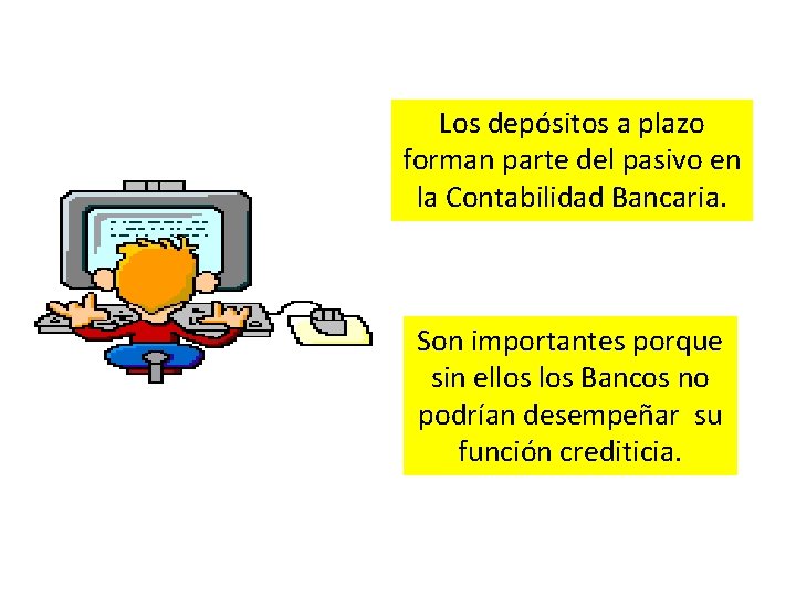 Los depósitos a plazo forman parte del pasivo en la Contabilidad Bancaria. Son importantes