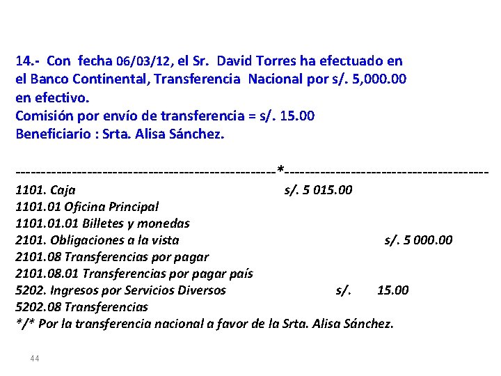 14. - Con fecha 06/03/12, el Sr. David Torres ha efectuado en el Banco