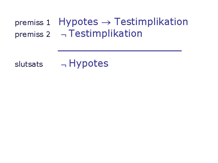premiss 1 premiss 2 slutsats Hypotes Testimplikation Hypotes premiss 1 premiss 2 slutsats Hypotes Testimplikation Hypotes