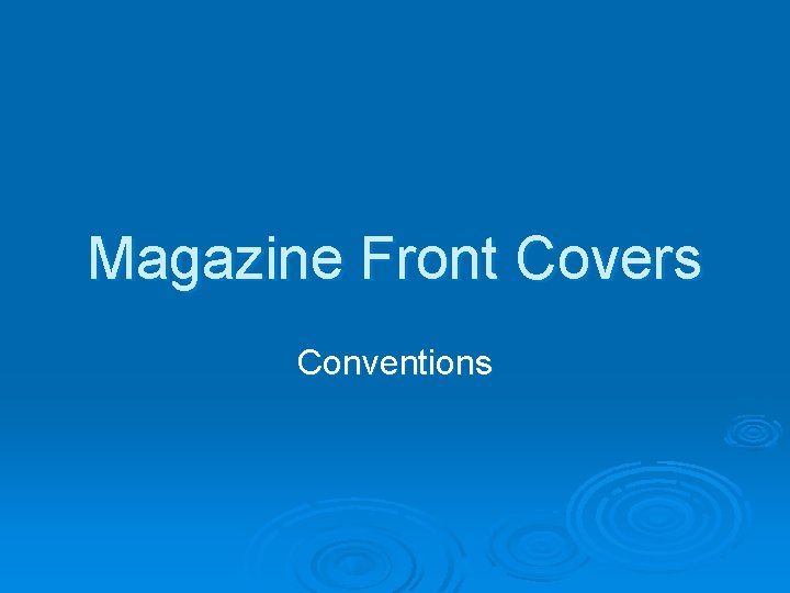 Magazine Front Covers Conventions 