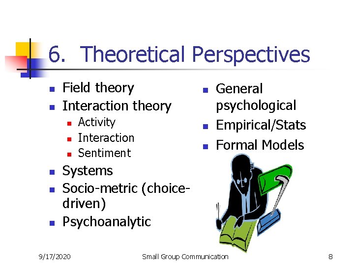 6. Theoretical Perspectives n n Field theory Interaction theory n n n Activity Interaction