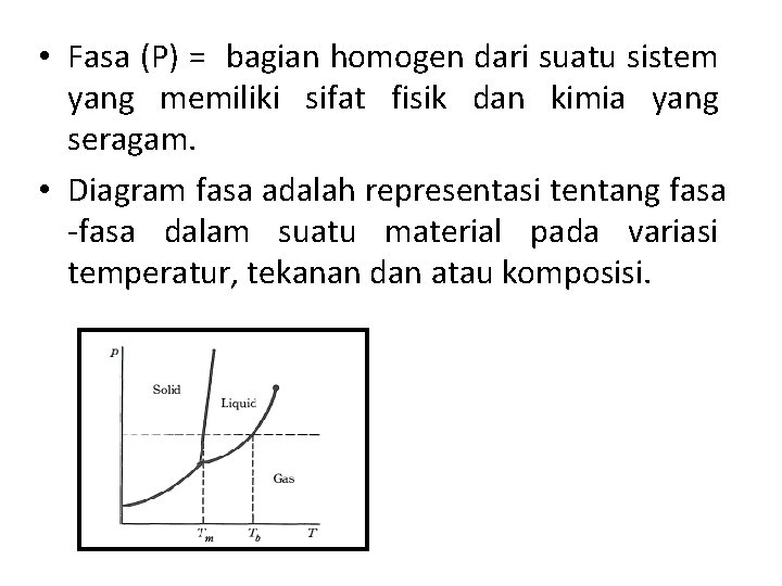  • Fasa (P) = bagian homogen dari suatu sistem yang memiliki sifat fisik