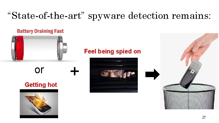 “State-of-the-art” spyware detection remains: Feel being spied on or + Getting hot 27 