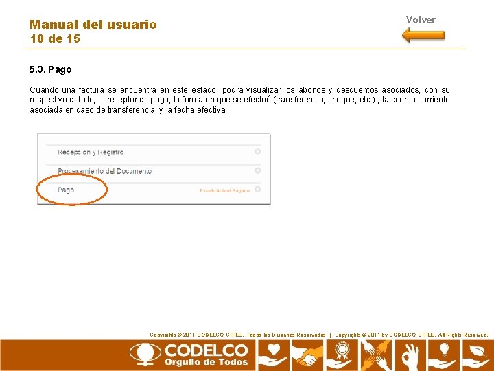 Manual del usuario Volver 10 de 15 5. 3. Pago Cuando una factura se Manual del usuario Volver 10 de 15 5. 3. Pago Cuando una factura se
