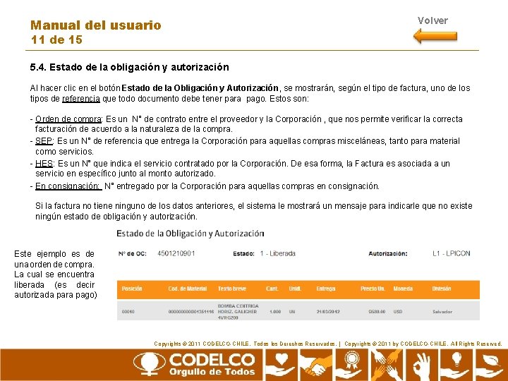 Manual del usuario Volver 11 de 15 5. 4. Estado de la obligación y Manual del usuario Volver 11 de 15 5. 4. Estado de la obligación y