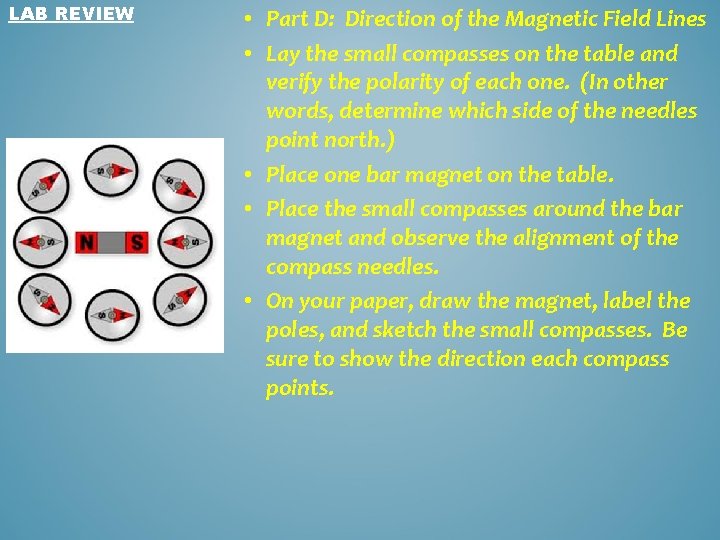 LAB REVIEW • Part D: Direction of the Magnetic Field Lines • Lay the
