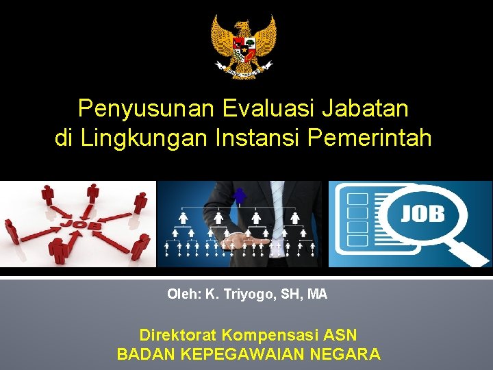 Penyusunan Evaluasi Jabatan di Lingkungan Instansi Pemerintah Oleh: K. Triyogo, SH, MA Direktorat Kompensasi
