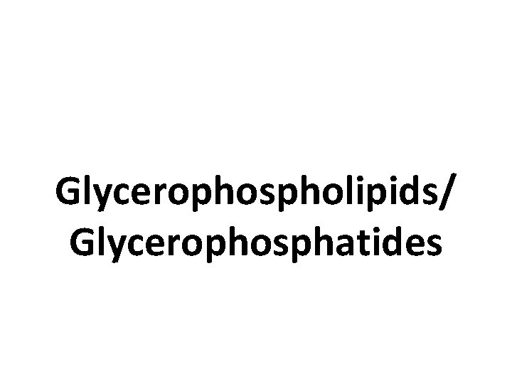 Glycerophospholipids/ Glycerophosphatides 