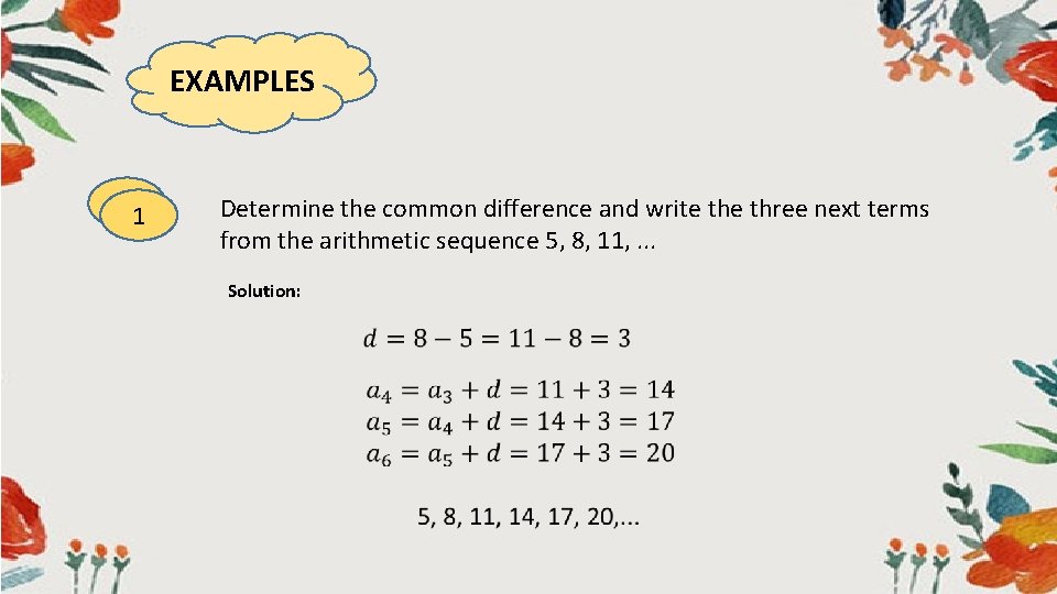 Arithmetic Sequence Next Terms and Common Difference Matthayom