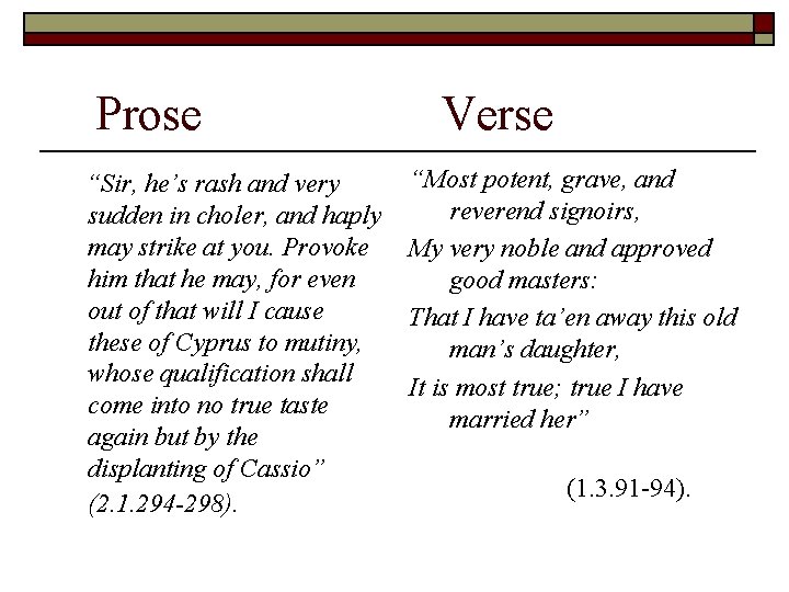 Prose “Sir, he’s rash and very sudden in choler, and haply may strike at Prose “Sir, he’s rash and very sudden in choler, and haply may strike at