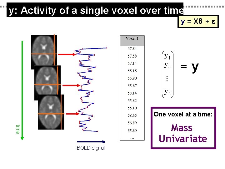 y: Activity of a single voxel over time y = Xβ + ε y