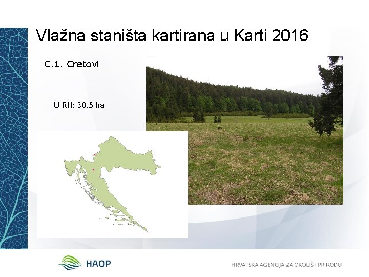 Vlažna staništa kartirana u Karti 2016 C. 1. Cretovi U RH: 30, 5 ha