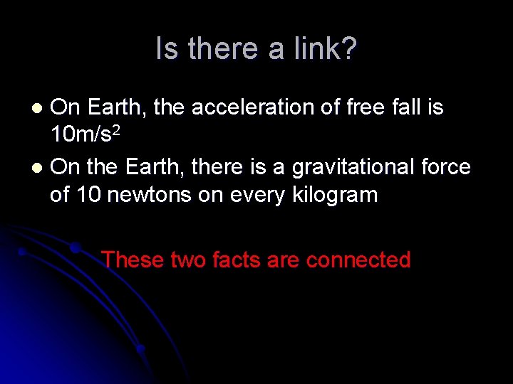 Is there a link? On Earth, the acceleration of free fall is 10 m/s