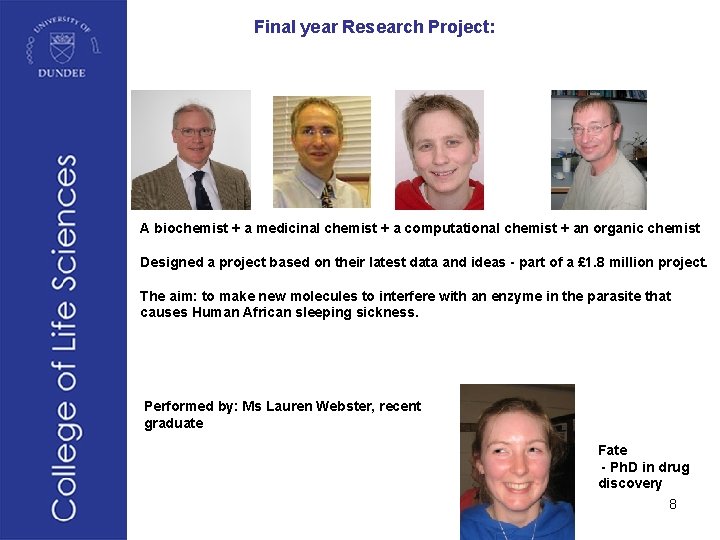 Final year Research Project: A biochemist + a medicinal chemist + a computational chemist