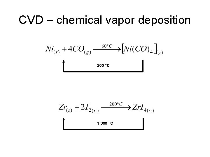 CVD – chemical vapor deposition 200 °C 1 300 °C 