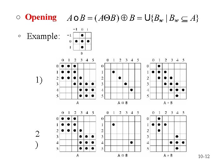 ○ Opening 。 Example: 1) 2 ) 10 -12 