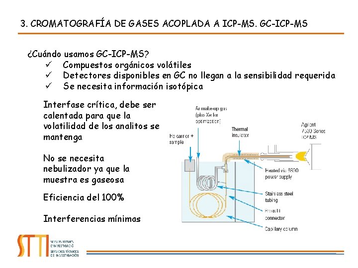 3. CROMATOGRAFÍA DE GASES ACOPLADA A ICP-MS. GC-ICP-MS ¿Cuándo usamos GC-ICP-MS? ü Compuestos orgánicos