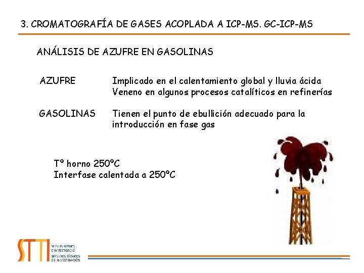 3. CROMATOGRAFÍA DE GASES ACOPLADA A ICP-MS. GC-ICP-MS ANÁLISIS DE AZUFRE EN GASOLINAS AZUFRE