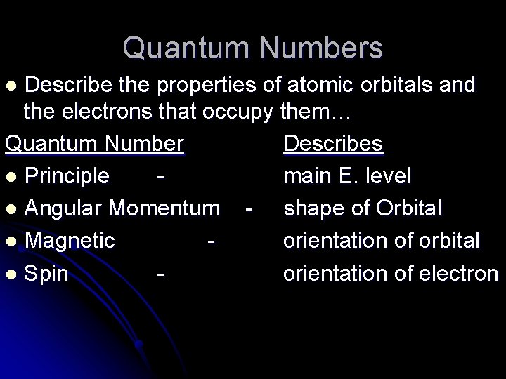 Quantum Numbers Describe the properties of atomic orbitals and the electrons that occupy them…