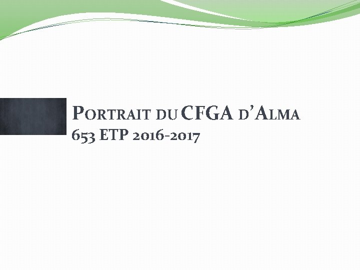 PORTRAIT DU CFGA D’ALMA 653 ETP 2016 -2017 