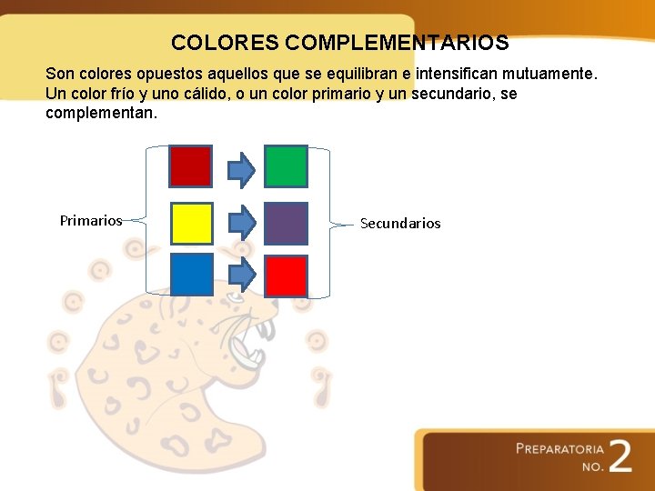 COLORES COMPLEMENTARIOS Son colores opuestos aquellos que se equilibran e intensifican mutuamente. Un color