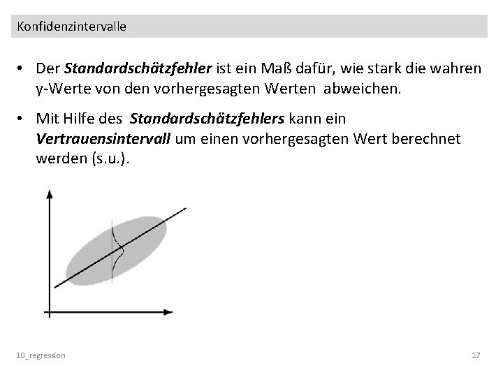 Konfidenzintervalle • Der Standardschätzfehler ist ein Maß dafür, wie stark die wahren y-Werte von