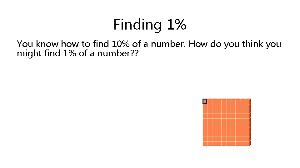 Finding 1% You know how to find 10% of a number. How do you