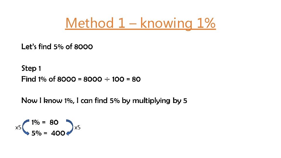 Method 1 – knowing 1% • x 5 