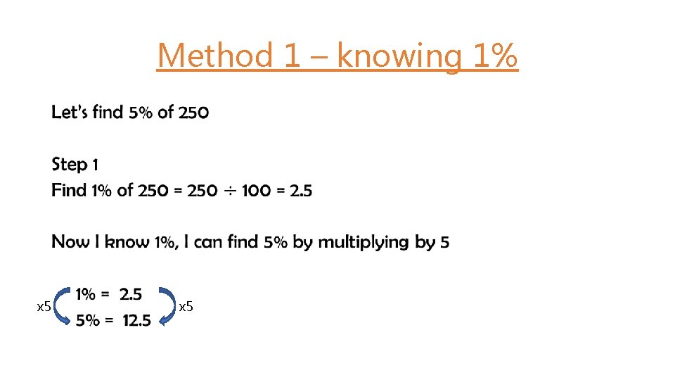 Method 1 – knowing 1% • x 5 