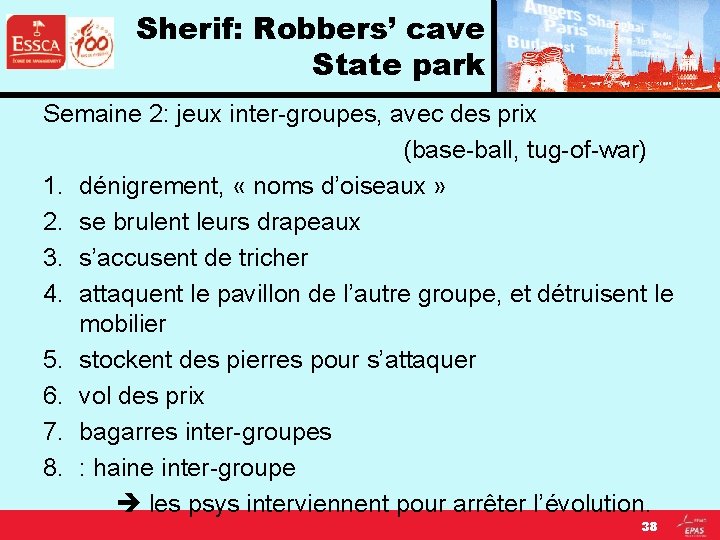 Sherif: Robbers’ cave State park Semaine 2: jeux inter-groupes, avec des prix (base-ball, tug-of-war)