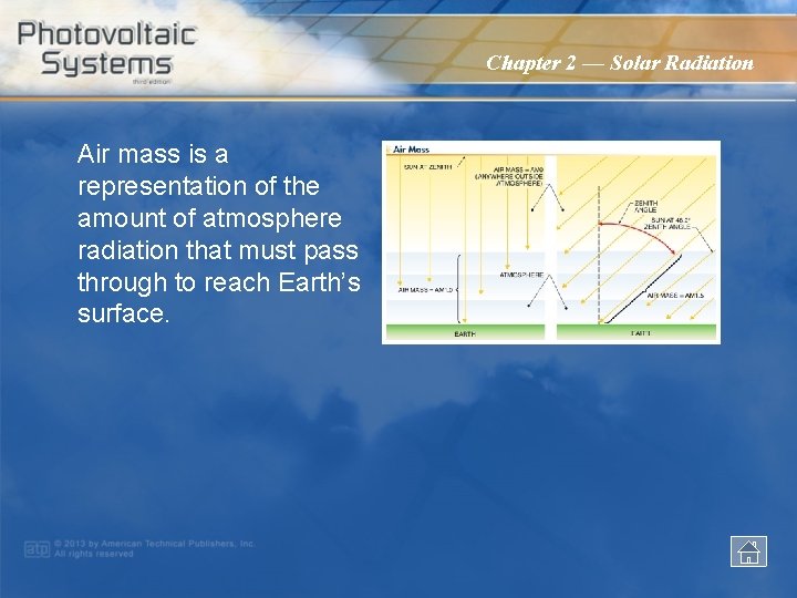 Chapter 2 — Solar Radiation Air mass is a representation of the amount of