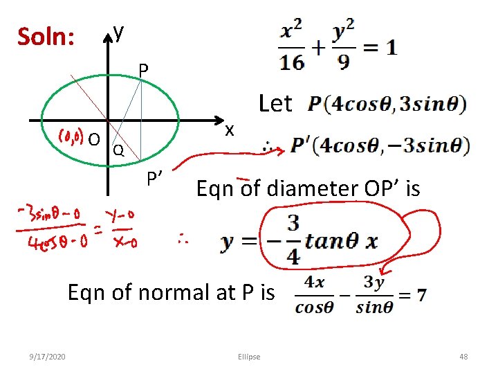 y Soln: P O x Q P’ Let Eqn of diameter OP’ is Eqn