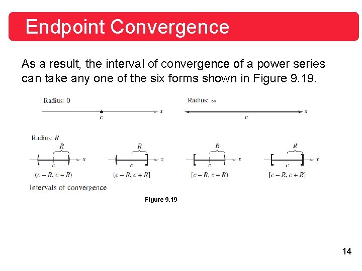 Endpoint Convergence As a result, the interval of convergence of a power series can