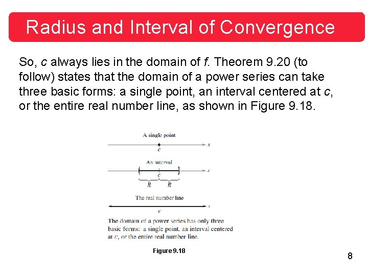 Radius and Interval of Convergence So, c always lies in the domain of f.