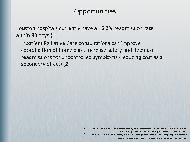 Opportunities Houston hospitals currently have a 16. 2% readmission rate within 30 days (1)