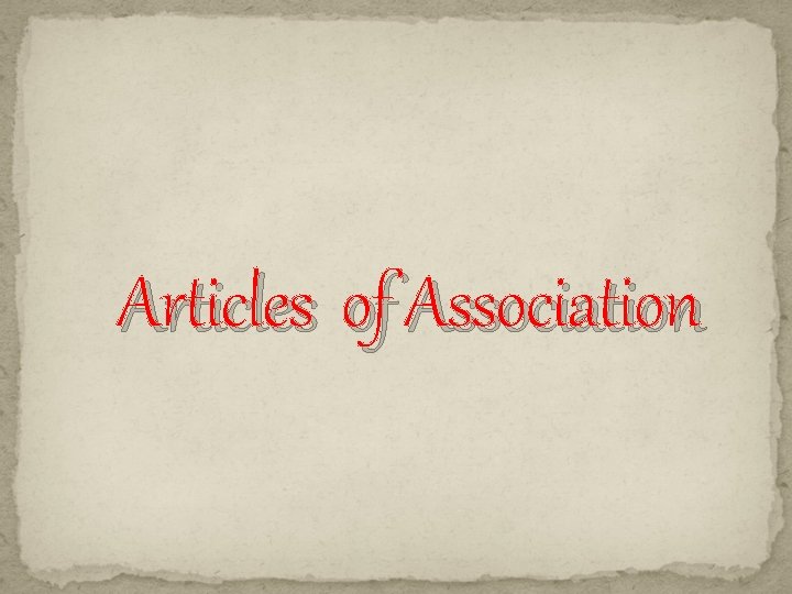 Articles of Association 