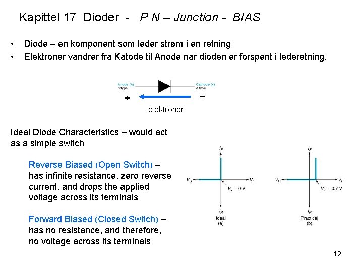 Kapittel 17 Dioder - P N – Junction - BIAS • • Diode –