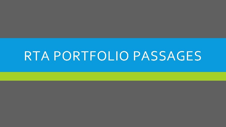 RTA PORTFOLIO PASSAGES 