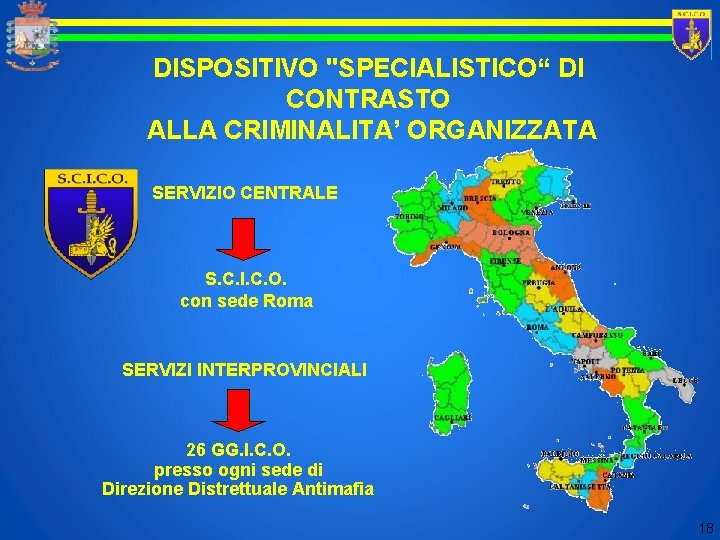 DISPOSITIVO "SPECIALISTICO“ DI CONTRASTO ALLA CRIMINALITA’ ORGANIZZATA SERVIZIO CENTRALE S. C. I. C. O.