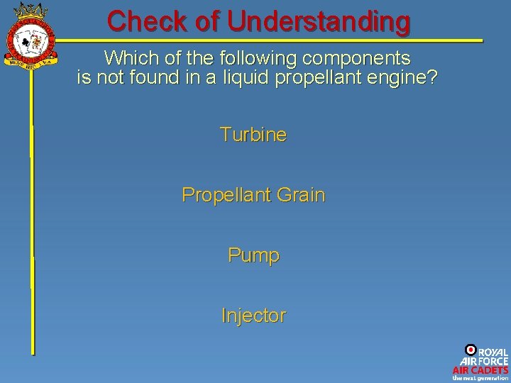 Check of Understanding Which of the following components is not found in a liquid