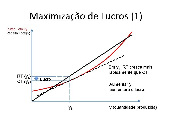 Maximização de Lucros (1) Custo Total (y) Receita Total(y) RT (y 1) CT (y Maximização de Lucros (1) Custo Total (y) Receita Total(y) RT (y 1) CT (y
