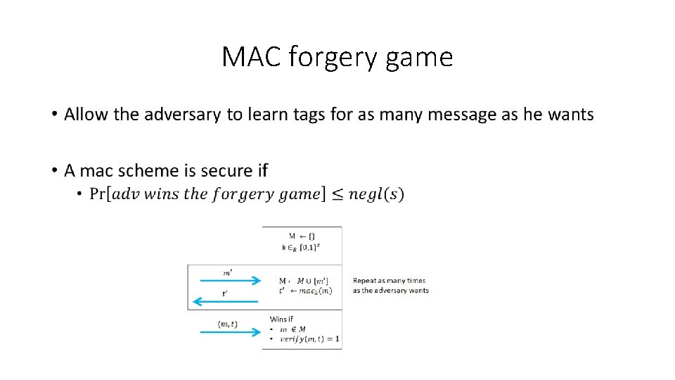 MAC forgery game • 