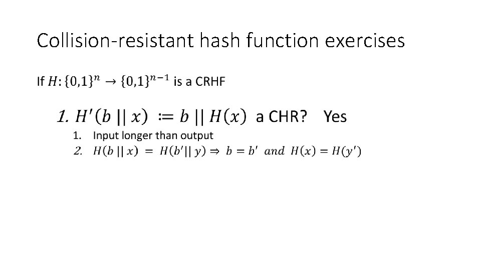 Collision-resistant hash function exercises • 