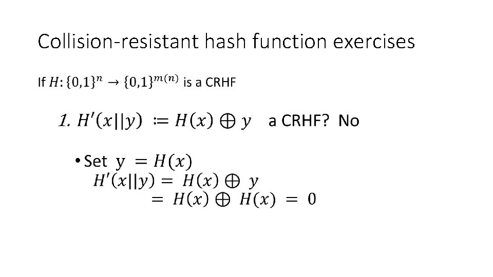 Collision-resistant hash function exercises • 