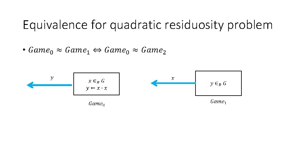 Equivalence for quadratic residuosity problem • 