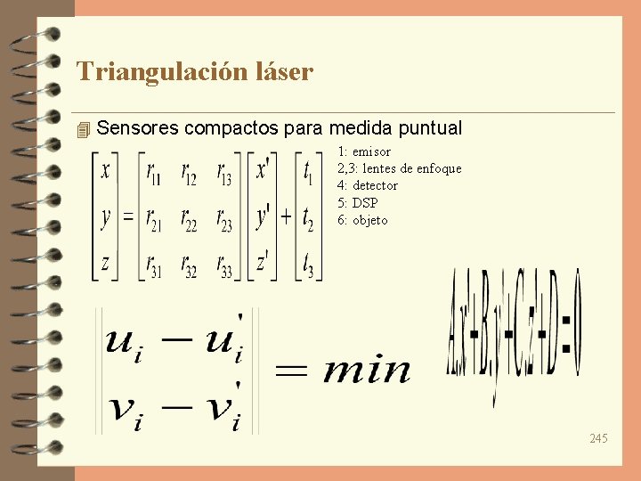  Triangulación láser 4 Sensores compactos para medida puntual 1: emisor 2, 3: lentes