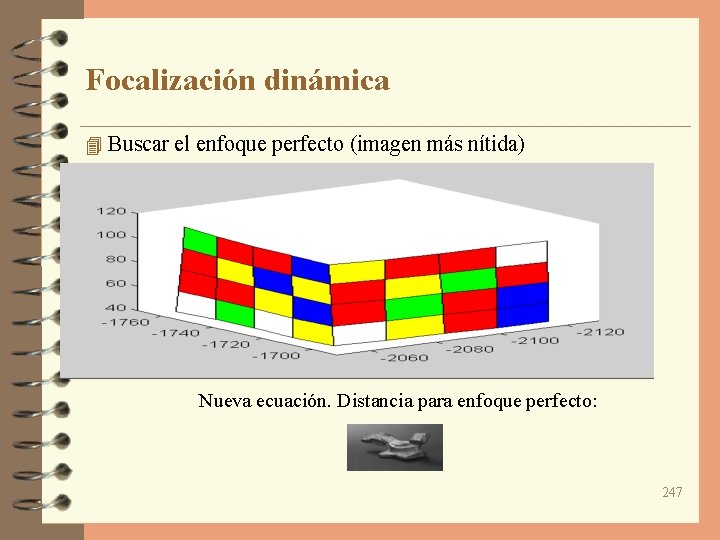 Focalización dinámica 4 Buscar el enfoque perfecto (imagen más nítida) Nueva ecuación. Distancia para