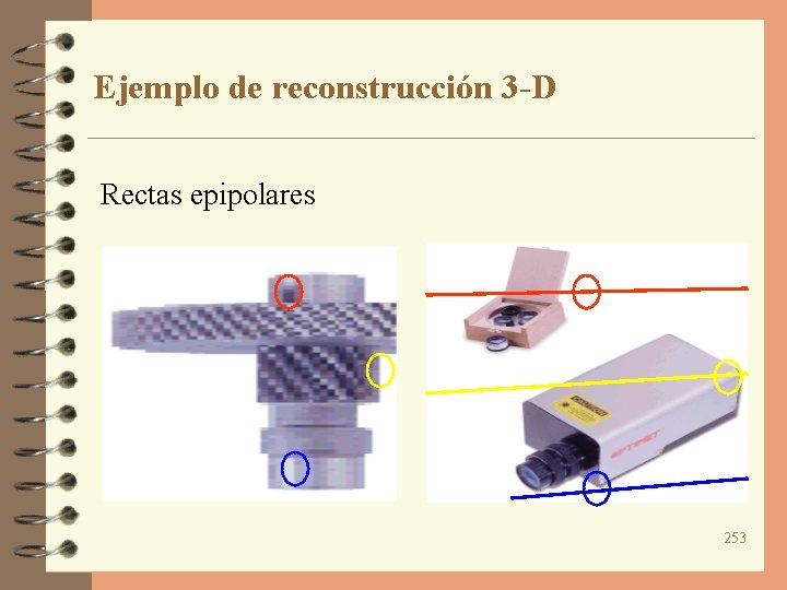 Ejemplo de reconstrucción 3 -D Rectas epipolares 253 