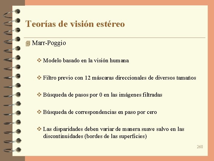 Teorías de visión estéreo 4 Marr-Poggio v Modelo basado en la visión humana v